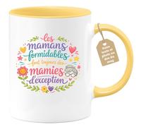 quotedazur Café-Croissant - Mug Personnalisé Mamie - Les Mamans Formidables Font Toujours Des Mamies D'exception - Cadeau Fête Des Grands Mères Noël Original - Jaune/céramique