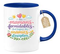 quotedazur Café-Croissant - Mug Personnalisé Mamie - Les Mamans Formidables Font Toujours Des Mamies D'exception - Cadeau Fête Des Grands Mères Noël Original - Bleu/céramique