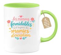 quotedazur Café-Croissant - Mug Personnalisé Mamie - Les Mamans Formidables Font Toujours Des Mamies D'exception - Cadeau Fête Des Grands Mères Noël Original - Vert/céramique