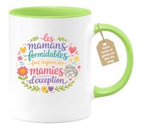 quotedazur Café-Croissant - Mug Personnalisé Mamie - Les Mamans Formidables Font Toujours Des Mamies D'exception - Cadeau Fête Des Grands Mères Noël Original - Vert/céramique