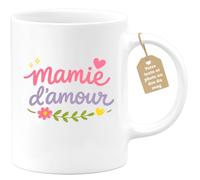 quotedazur Café-Croissant - Mug Personnalisé Mamie - Mamie D'amour - Cadeau Fête Des Grands Mères Noël Original - Blanc/céramique