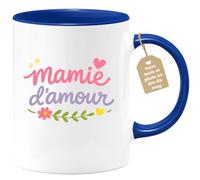 quotedazur Café-Croissant - Mug Personnalisé Mamie - Mamie D'amour - Cadeau Fête Des Grands Mères Noël Original - Bleu/céramique
