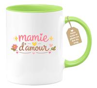 quotedazur Café-Croissant - Mug Personnalisé Mamie - Mamie D'amour - Cadeau Fête Des Grands Mères Noël Original - Vert/céramique