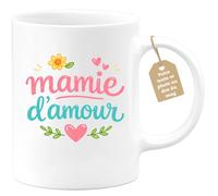 quotedazur Café-Croissant - Mug Personnalisé Mamie - Mamie D'amour - Cadeau Fête Des Grands Mères Noël Original - Blanc/céramique