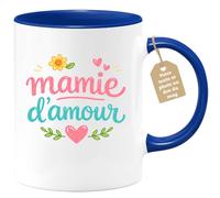 quotedazur Café-Croissant - Mug Personnalisé Mamie - Mamie D'amour - Cadeau Fête Des Grands Mères Noël Original - Bleu/céramique