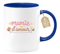 quotedazur Café-Croissant - Mug Personnalisé Mamie - Mamie D'amour - Cadeau Fête Des Grands Mères Noël Original - Bleu/céramique