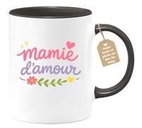 quotedazur Café-Croissant - Mug Personnalisé Mamie - Mamie D'amour - Cadeau Fête Des Grands Mères Noël Original - Noir/céramique