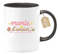 quotedazur Café-Croissant - Mug Personnalisé Mamie - Mamie D'amour - Cadeau Fête Des Grands Mères Noël Original - Noir/céramique