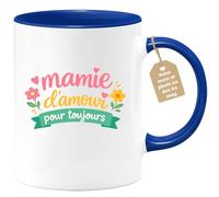 quotedazur Café-Croissant - Mug Personnalisé Mamie - Mamie D'amour Pour Toujours - Cadeau Fête Des Grands Mères Noël Original - Bleu/céramique