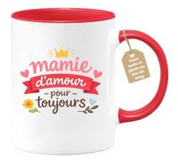 quotedazur Café-Croissant - Mug Personnalisé Mamie - Mamie D'amour Pour Toujours - Cadeau Fête Des Grands Mères Noël Original - Rouge/céramique
