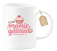 quotedazur Café-Croissant - Mug Personnalisé Mamie - Mamie Gâteaux - Cadeau Fête Des Grands Mères Noël Original - Blanc/céramique