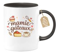 quotedazur Café-Croissant - Mug Personnalisé Mamie - Mamie Gâteaux - Cadeau Fête Des Grands Mères Noël Original - Noir/céramique