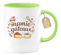quotedazur Café-Croissant - Mug Personnalisé Mamie - Mamie Gâteaux - Cadeau Fête Des Grands Mères Noël Original - Vert/céramique