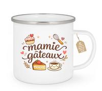 quotedazur Café-Croissant - Mug Personnalisé Mamie - Mamie Gâteaux - Cadeau Fête Des Grands Mères Noël Original - Blanc/emaille