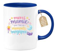 quotedazur Café-Croissant - Mug Personnalisé Mamie - Merci Mamie Pour Tous Ces Moments Magiques - Cadeau Fête Des Grands Mères Noël Original - Bleu/céramique