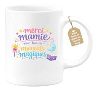 quotedazur Café-Croissant - Mug Personnalisé Mamie - Merci Mamie Pour Tous Ces Moments Magiques - Cadeau Fête Des Grands Mères Noël Original - Blanc/céramique