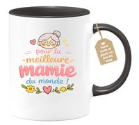 quotedazur Café-Croissant - Mug Personnalisé Mamie - Pour La Meilleure Mamie Du Monde - Cadeau Fête Des Grands Mères Noël Original - Noir/céramique