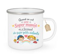 quotedazur Café-Croissant - Mug Personnalisé Mamie - Quand On Est Une Super Mamie On A Forcément Des Supers Petits Enfants - Cadeau Fête Des Grands Mères Noël Original - Blanc/emaille