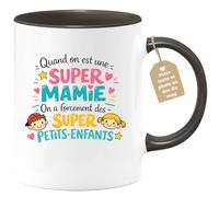 quotedazur Café-Croissant - Mug Personnalisé Mamie - Quand On Est Une Super Mamie On A Forcément Des Supers Petits Enfants - Cadeau Fête Des Grands Mères Noël Original - Noir/céramique
