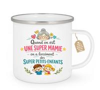 quotedazur Café-Croissant - Mug Personnalisé Mamie - Quand On Est Une Super Mamie On A Forcément Des Supers Petits Enfants - Cadeau Fête Des Grands Mères Noël Original - Blanc/emaille