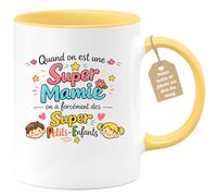 quotedazur Café-Croissant - Mug Personnalisé Mamie - Quand On Est Une Super Mamie On A Forcément Des Supers Petits Enfants - Cadeau Fête Des Grands Mères Noël Original - Jaune/céramique