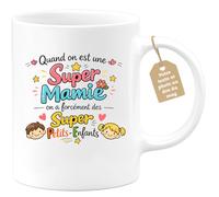 quotedazur Café-Croissant - Mug Personnalisé Mamie - Quand On Est Une Super Mamie On A Forcément Des Supers Petits Enfants - Cadeau Fête Des Grands Mères Noël Original - Blanc/céramique