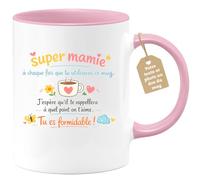 quotedazur Café-Croissant - Mug Personnalisé Mamie - Super Mamie À Chaque Fois Que Tu Utiliseras Ce Mug - Cadeau Fête Des Grands Mères Noël Original - Rose/céramique