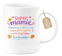 quotedazur Café-Croissant - Mug Personnalisé Mamie - Super Mamie À Chaque Fois Que Tu Utiliseras Ce Mug - Cadeau Fête Des Grands Mères Noël Original - Blanc/céramique