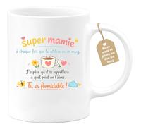 quotedazur Café-Croissant - Mug Personnalisé Mamie - Super Mamie À Chaque Fois Que Tu Utiliseras Ce Mug - Cadeau Fête Des Grands Mères Noël Original - Blanc/céramique