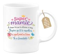 quotedazur Café-Croissant - Mug Personnalisé Mamie - Super Mamie À Chaque Fois Que Tu Utiliseras Ce Mug - Cadeau Fête Des Grands Mères Noël Original - Blanc/céramique