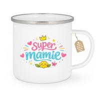 quotedazur Café-Croissant - Mug Personnalisé Mamie - Super Mamie - Cadeau Fête Des Grands Mères Noël Original - Blanc/emaille