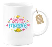 quotedazur Café-Croissant - Mug Personnalisé Mamie - Super Mamie - Cadeau Fête Des Grands Mères Noël Original - Blanc/céramique