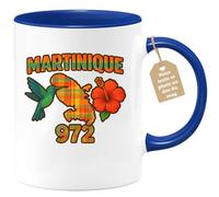 quotedazur Café-Croissant - Mug Personnalisé Martinique 972 Tasse Pour Passionnés D'Îles Et De Souvenirs Tropicaux Cadeau Noël Avec Tendance Tous Les - Bleu/Céramique