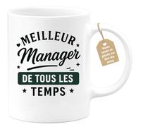 quotedazur Café-Croissant - Mug Personnalisé Meilleur Manager De Tous Les Temps Cadeau Pour Noël Passionné, Tasse À - Blanc/Céramique