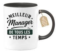 quotedazur Café-Croissant - Mug Personnalisé Meilleur Manager De Tous Les Temps Cadeau Pour Noël Passionné, Tasse À - Noir/Céramique