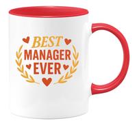 quotedazur Café-Croissant - Mug Personnalisé Meilleur Manager, Tasse Cadeau Pour Leader Inspirant Motivant Noël Et Travail - Rouge/Céramique
