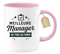 quotedazur Café-Croissant - Mug Personnalisé Meilleure Manager De Tous Les Temps Cadeau Tasse Pour Noël Femme Exceptionnelle Au Travail - Rose/Céramique