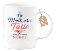 quotedazur Café-Croissant - Mug Personnalisé Meilleure Tatie Du Monde Tasse Cadeau Pour Noël Femme Ravir Votre Préférée Au - Blanc/Céramique