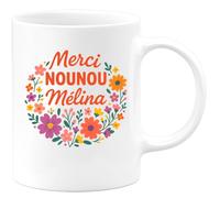 quotedazur Café-Croissant - Mug Personnalisé Merci Nounou Mélina, Votre Dévouement Est Inestimable Cadeau Tasse Prénom Noël - Blanc/Céramique