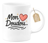quotedazur Café-Croissant - Mug Personnalisé Mon Doudou, Une Tasse Cadeau Pour Noël Elle Pleine De Douceur Et Tendresse Les Femmes Tendres Affectueuses - Blanc/Céramique