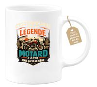 quotedazur Café-Croissant - Mug Personnalisé Moto - Tasse C'est Compliqué D'être Une Légende Et Un Motard À La Fois Mais Ça Va Je Gère - Cadeau Motard Homme - Blanc/céramique