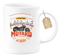 quotedazur Café-Croissant - Mug Personnalisé Moto - Tasse C'est Compliqué D'être Une Légende Et Un Motard À La Fois Mais Ça Va Je Gère - Cadeau Motard Homme - Blanc/céramique
