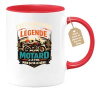 quotedazur Café-Croissant - Mug Personnalisé Moto - Tasse C'est Compliqué D'être Une Légende Et Un Motard À La Fois Mais Ça Va Je Gère - Cadeau Motard Homme - Rouge/céramique