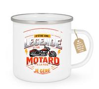 quotedazur Café-Croissant - Mug Personnalisé Moto - Tasse C'est Compliqué D'être Une Légende Et Un Motard À La Fois Mais Ça Va Je Gère - Cadeau Motard Homme - Blanc/emaille