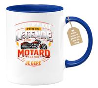 quotedazur Café-Croissant - Mug Personnalisé Moto - Tasse C'est Compliqué D'être Une Légende Et Un Motard À La Fois Mais Ça Va Je Gère - Cadeau Motard Homme - Bleu/céramique