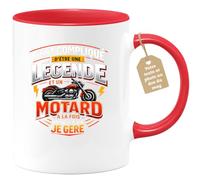 quotedazur Café-Croissant - Mug Personnalisé Moto - Tasse C'est Compliqué D'être Une Légende Et Un Motard À La Fois Mais Ça Va Je Gère - Cadeau Motard Homme - Rouge/céramique