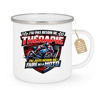 quotedazur Café-Croissant - Mug Personnalisé Moto - Tasse J'ai Pas Besoin De Thérapie, J'ai Juste Besoin De Faire De La Moto - Cadeau Motard Homme - Blanc/emaille