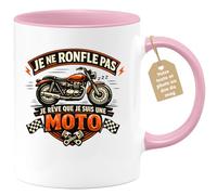 quotedazur Café-Croissant - Mug Personnalisé Moto - Tasse Je Ne Ronfle Pas Je Rêve Que Je Suis Une Moto - Cadeau Motard Homme - Rose/céramique