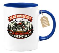 quotedazur Café-Croissant - Mug Personnalisé Moto - Tasse Je Ne Ronfle Pas Je Rêve Que Je Suis Une Moto - Cadeau Motard Homme - Bleu/céramique