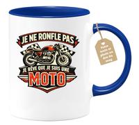 quotedazur Café-Croissant - Mug Personnalisé Moto - Tasse Je Ne Ronfle Pas Je Rêve Que Je Suis Une Moto - Cadeau Motard Homme - Bleu/céramique